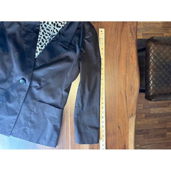 Chico's Women's Brown Animal Print Lining Single Button Blazer Size Small - Picture 9 of 9